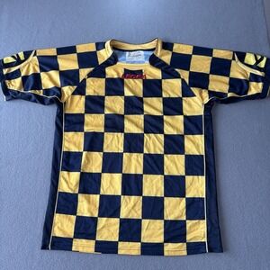 Legea Soccer Jersey XL Blue Yellow Checkerboard Football Futbol Shirt World Cup